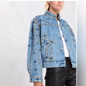 Brand new with tag AUTHENTIC women denim Sandro embroidered Jacket 40!